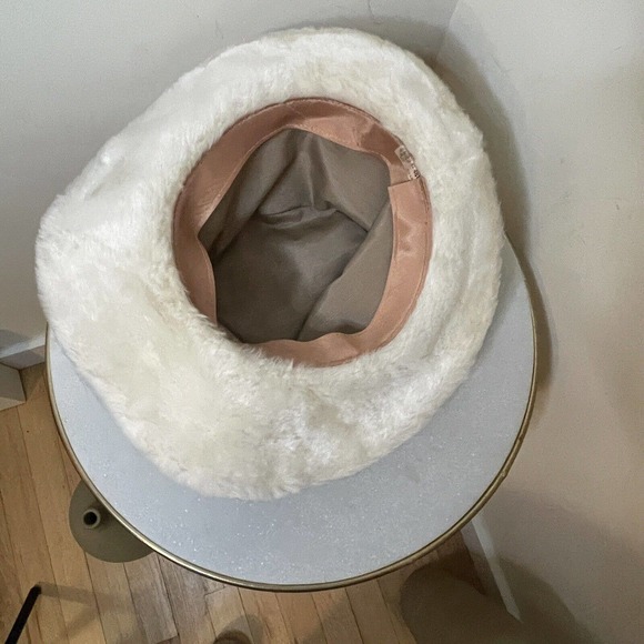 Vintage 50s 60s White Fur Bucket Hat Winter Women’s S/M Winter main image 3
